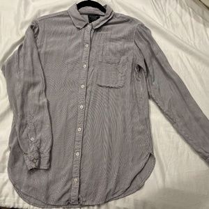 Abercrombie & Fitch Gray and White Pinstripe Button down Blouse